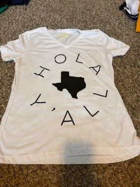 Texas Hola Y’all White V-neck Tee